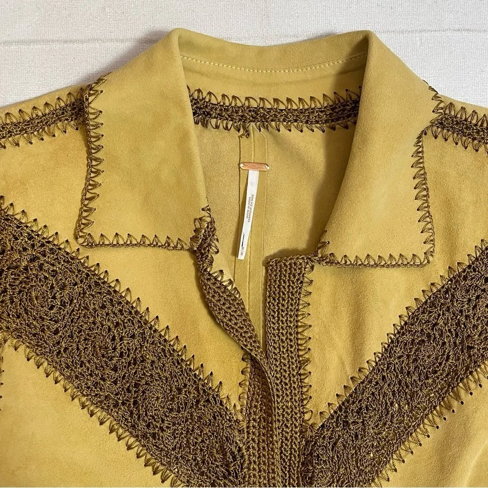 New Free People Adeline Goat Leather Mini Dress Vest Size M